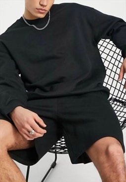 Basic Fleece Pullover Sweatshirt In Black