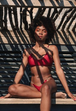  Red Bikini with V Line slip and zamak accessories 