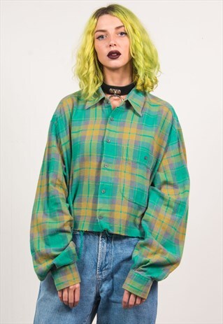 VINTAGE FLANNEL CROPPED SHIRT