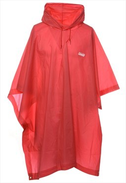 Vintage Red Hooded Raincoat - XL
