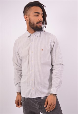 VINTAGE POLO RALPH LAUREN SHIRT STRIPES BLUE
