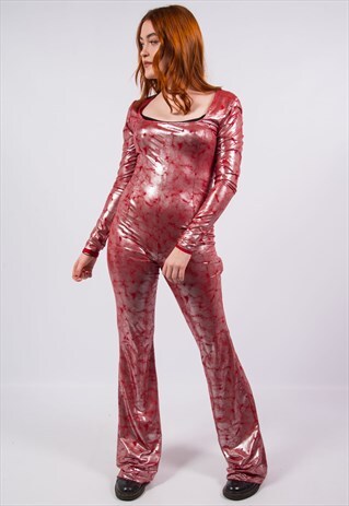 VINTAGE 70'S RED METALLIC JUMPSUIT