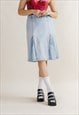 VINTAGE Y2K ONLY MIDI LIGHT BLUE PLEATED DENIM SKIRT M