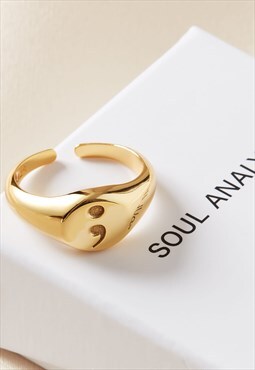 Semicolon Oval Signet Ring 18ct Gold Plated