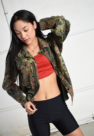VINTAGE 90'S MILITARY STYLE JACKET IN MULTICOLOUR CAMO