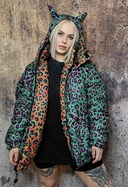 Leopard bomber reversible tiger jacket graffiti puffer