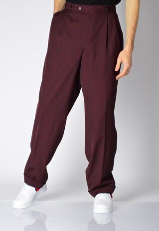 VINTAGE 90S BURGUNDY RED WOOL BLEND PANTS
