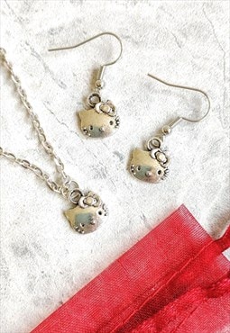 Mini Hello Kitty Kawaii Necklace and Earring Set