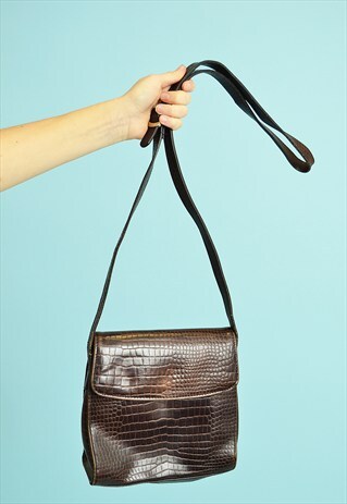 VINTAGE 80'S RETRO FAUX LEATHER SHOULDER BAG