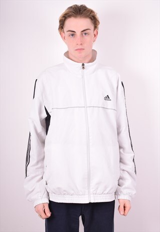 ADIDAS MENS VINTAGE TRACKSUIT TOP JACKET XL WHITE 90'S
