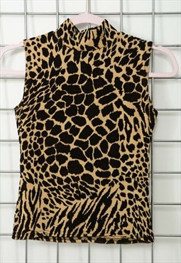 Vintage Y2K Sleeveless Top Leopard skin Size S