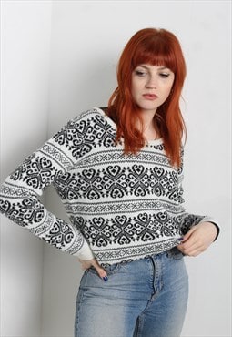 Vintage Abstract Jazzy Crazy Patterned Jumper Multi