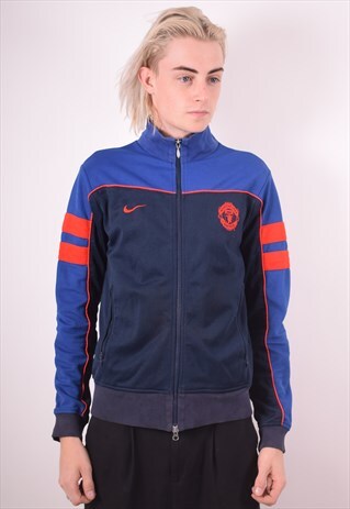 NIKE MENS VINTAGE TRACKSUIT TOP JACKET MEDIUM BLUE 90S
