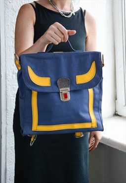 Vintage Authentic 70's Blue School Backpack