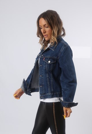 DENIM JACKET HIGHLANDS FITTED VINTAGE UK 12 (GG2R)