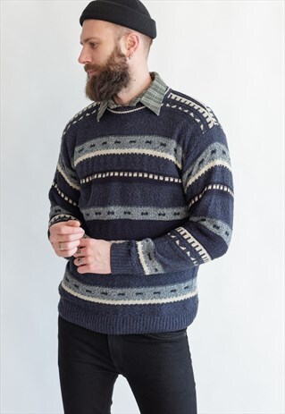 VINTAGE 80S GRANDADS FUNKY STRIPE JUMPER