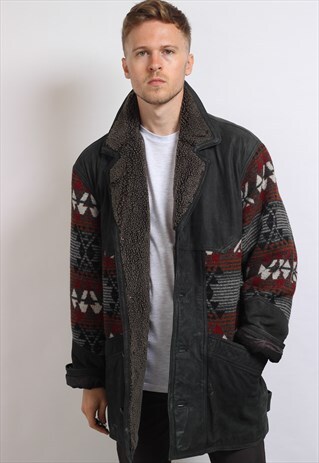 VINTAGE AZTEC FLEECE LINED FESTIVAL JACKET