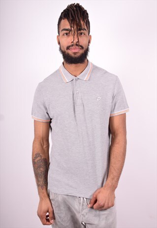 LOTTO MENS VINTAGE POLO SHIRT LARGE GREY 90'S