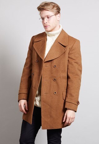 VINTAGE 70'S CAMEL DOUBLE BREASTED COAT