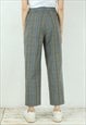 TAPERED WOOL PANTS PINSTRIPED HIGH WAISTED TROUSERS ZIP FLY
