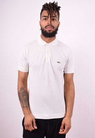 LACOSTE MENS VINTAGE POLO SHIRT MEDIUM WHITE 90'S