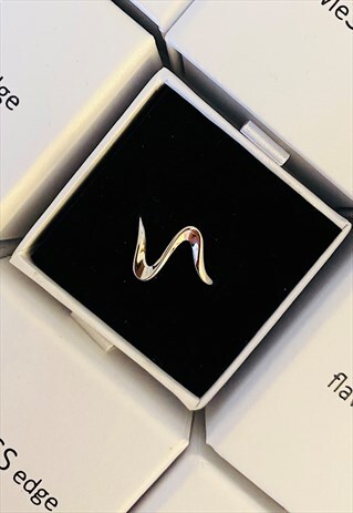 SILVER ADJUSTABLE WAVE RING, STERLING SILVER STACKING RING