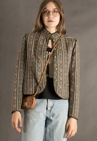 EARTHY COLORS VINTAGE WOOL CROP JACKET FROM THE 90S
