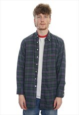 Vintage Creation M Navy Checked Flannel Shirt Mens