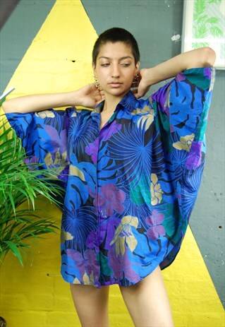 80S HANDWOVEN SILK BLOUSE WITH BATTING ARMS
