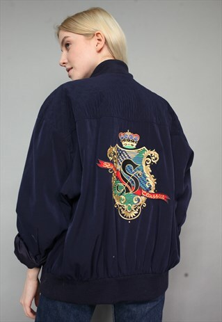 VINTAGE 80'S EMBROIDERY BOMBER JACKET