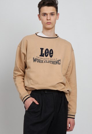VINTAGE BROWN LEE CREW NECK PULLOVER SWEATSHIRT