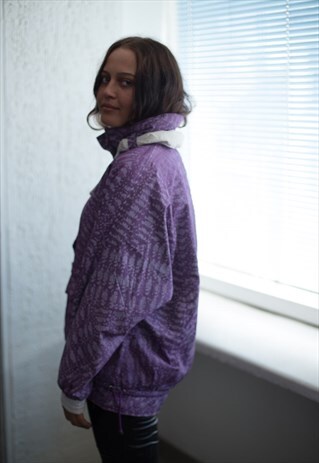 VINTAGE 80'S PURPLE ANIMAL PRINT WINDBREAKER