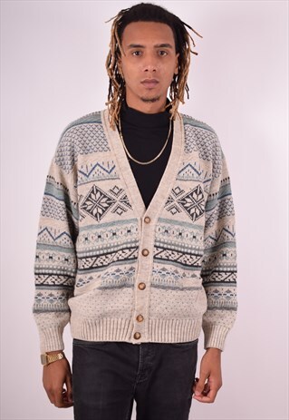 TRUSSARDI MENS VINTAGE CARDIGAN SWEATER MEDIUM MULTI 90S