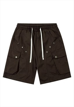 Cargo pocket utility shorts cropped gorpcore pants in brown