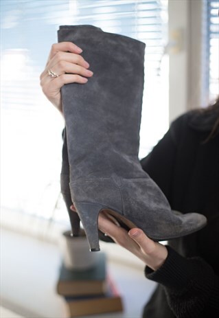 VINTAGE 80S GREY SUEDE HIGH HEELED SHOES