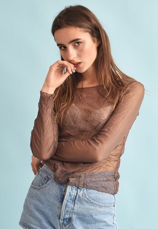 90'S RETRO KITSCH FESTIVAL STRETCH TRANSPARENT TOP