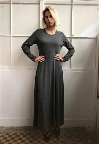VINTAGE 90' COOL CLASSIC SIMPLE LONG GREY DRESS