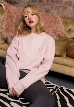 ROR Pastel Pink Personalised Embroidered Varsity Sweatshirt