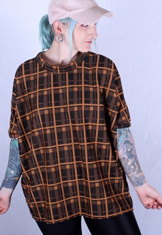 VINTAGE PLAID TARTAN HANDMADE OVERSIZED TSHIRT