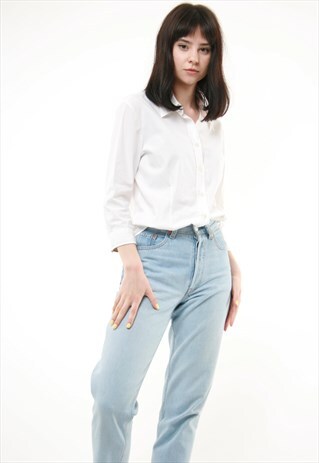 90S VINTAGE BURBERRY WHITE CLASSIC SHIRT BLOUSE 541