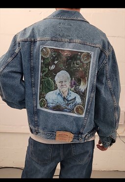 David Attenborough customised vintage 80's 90's denim jacket