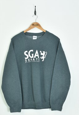 Vintage SGA College Sweatshirt Grey Large