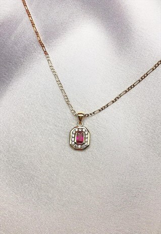 RED ZIRCON STONE NECKLACE