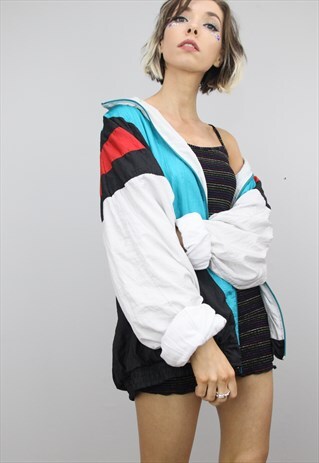 VINTAGE 80S 90S OVERSIZED FESTIVAL SHELL JACKET