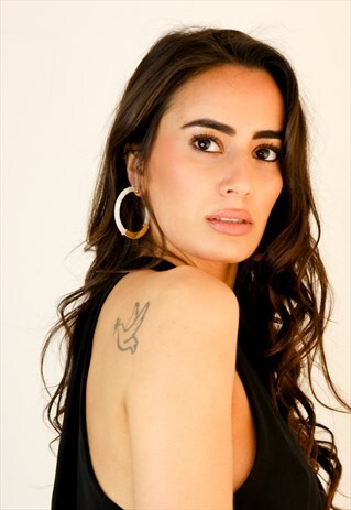 WHITE HOOP EARRINGS