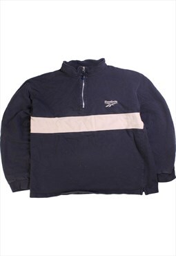 Vintage 90's Reebok Sweatshirt Quarter Zip Heavyweight Navy