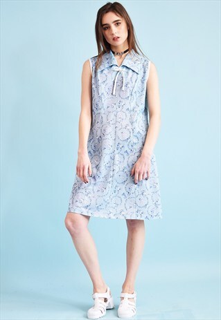 VINTAGE 70'S RETRO BOHO FLORAL PRINT ELEGANT MINI DRESS