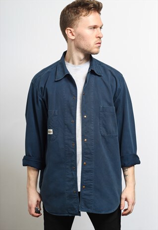 VINTAGE CORDUROY CORD SHIRT BLUE