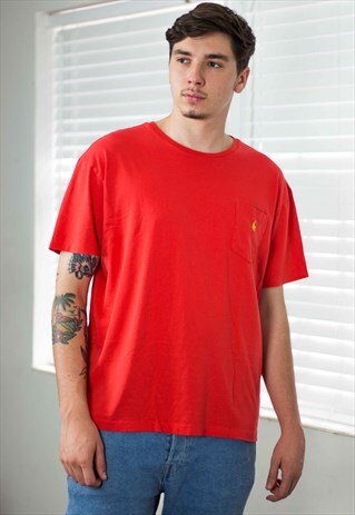 VINTAGE POLO RALPH LAUREN T-SHIRT LOGO 90S L 6.1