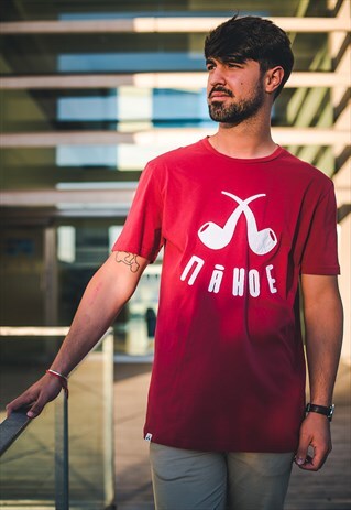 BURGUNDY PIPE CLOTH T-SHIRT